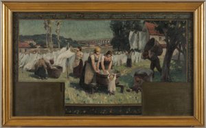 Skizze für das Rathaus von Arcueil-Cachan: Les Blanchisseuses von Paul Albert Baudouin