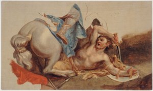 Studie eines gefallenen Pferdes und Reiters, nach Le Brun