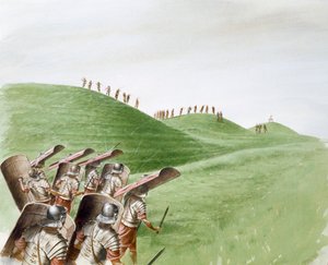 Römische Soldaten im Kampf mit keltischen Stämmen, 1. Jahrhundert, ca. 1990-2010 von Paul Birkbeck