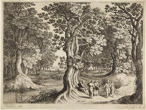Wald mit fünf Personen von Paul Bril