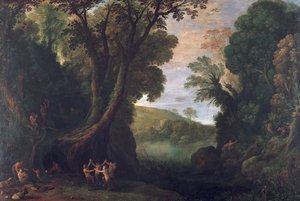 Landschaft mit Satyrn und mythologischer Landschaft