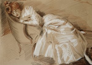 Madame Helleu, die auf einer Chaiselongue liegt