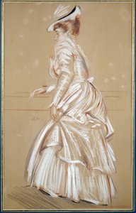Porträt einer Frau in Weiß, Zeichnung von Paul Helleu, 20. Jahrhundert, Bayonne, Musee Bonnat