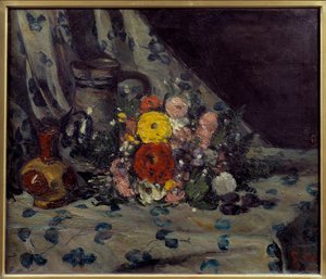 Blumenstrauß mit gelber Dahlie von Paul Cézanne