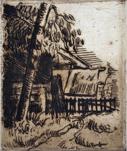 Haus in Auvers-sur-Oise. Radierung von Paul Cézanne