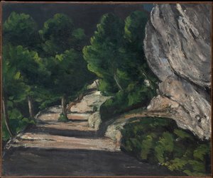 Landschaft. Straße mit Bäumen in den Rocky Mountains von Paul Cézanne