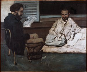 Paul Alexis liest ein Manuskript an Emile Zola