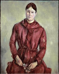 Porträt von Madame Cezanne im roten Kleid