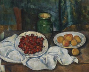 Stillleben mit Kirschen und Pfirsichen von Paul Cézanne