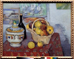 Stillleben an der Suppenschüssel, Gemälde von Paul Cézanne von Paul Cézanne