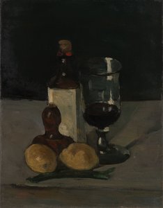 Stillleben mit Flasche, Glas und Zitronen von Paul Cézanne