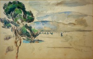 Das Tal des Arc mit Viadukt und einer Pinie von Paul Cézanne