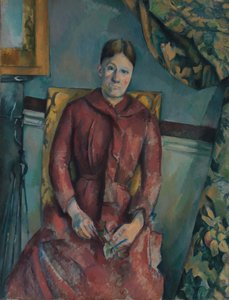 Madame Cézanne Hortense Fiquet, 1850-1922 in einem roten Kleid, 1888-90 von Paul Cézanne