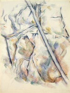 Kiefer und Felsen nahe den Höhlen oberhalb von Château-Noir von Paul Cézanne