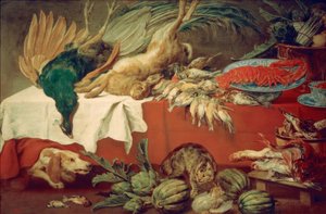 Stillleben mit Wildbret und Hummer