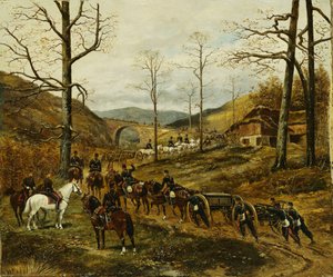 Artillerie, die durch ein Tal zieht, Rezonville