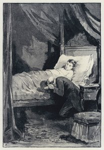 Illustration für Anna Karenina: Karenina in Annas Zimmer während ihrer Krankheit (Lithografie) von Paul Frenzeny