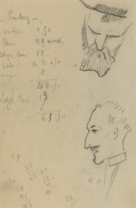 Ein bärtiger Mann und ein Mann im Profil [verso]