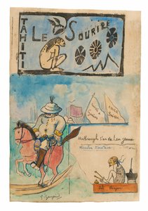 Karikaturen von Gauguin und Gouverneur Gallet, mit Kopfstück aus Le sourire