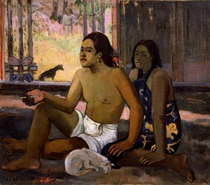 Eiaha Ohipa Nicht Arbeiten. Tahitianer in einem Raum, 1896