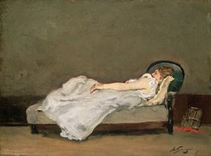 Blonde Frau auf einem Sofa, 1884