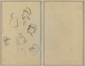 Vier Köpfe und zwei Figuren (verso)