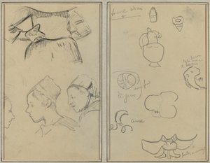 Vier Studien bretonischer Frauen; Formen und Vasen [verso]