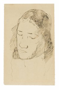 Kopf einer tahitianischen Frau (recto), Skizzen anatomischer Details (verso) von Paul Gauguin
