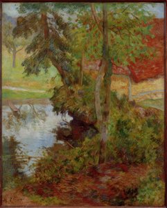 Landschaft mit rotem Dach