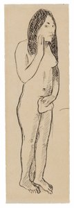 Tahitianische Eva (bezogen auf das Gemälde Parau ne te varua ino) (recto); Fragment einer Inschrift (bezogen auf Cahier pour Aline) (verso) von Paul Gauguin