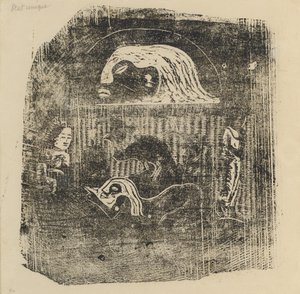 Te Atua Die Götter Kleine Platte [verso], in oder nach 1895 von Paul Gauguin
