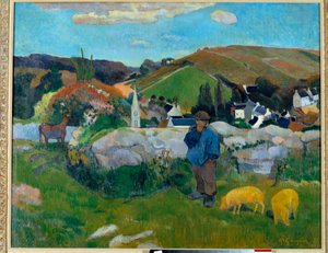 Der Schweinehirt in der Bretagne im Jahr 1888 von Paul Gauguin