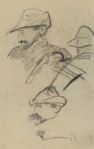 Drei Studien eines Mannes mit Hut von Paul Gauguin