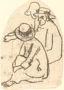 Drei Tahitianer (Studie für "Die Schwester der Barmherzigkeit") von Paul Gauguin