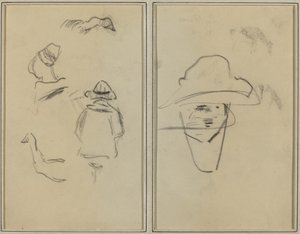 Zwei bretonische Figuren und Studien von zwei Gänsen; Mann mit Hut [verso]