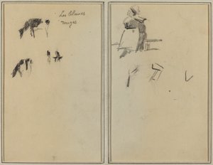 Zwei Kühe; Eine sitzende bretonische Frau [verso] von Paul Gauguin