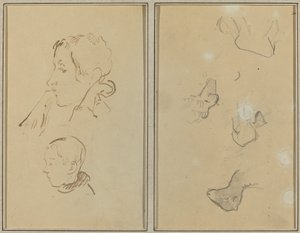 Zwei Köpfe; Studien von Schafen [recto] von Paul Gauguin
