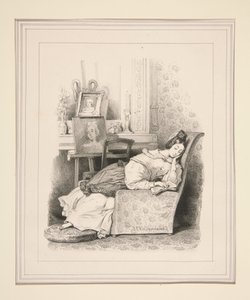 (Die Kopie des Porträts.) von Paul Gavarni