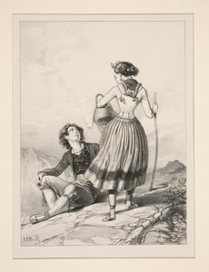 (Begegnung auf dem Berg) von Paul Gavarni