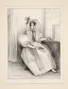 (Allein in ihrer Loge.) von Paul Gavarni