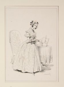 (Häusliche Toilette.) von Paul Gavarni