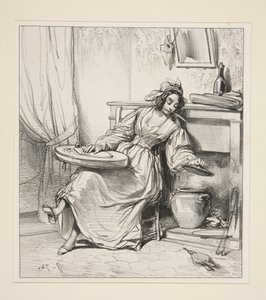 ... - Adolphe! Adolphe! Sie wollen also Ihre Eugenie umbringen!... von Paul Gavarni