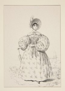 AUF DER PROMENADE. Mai 1835. Kleid aus englischem Musselin,... von Paul Gavarni