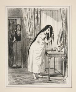 Es ist der kleine Friseur, ich habe ihm gesagt: Madame ist nicht da... von Paul Gavarni