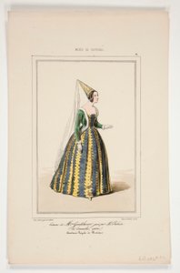 Kostüm von Mme Gondelaurier, gespielt von Mme Dabadier von Paul Gavarni