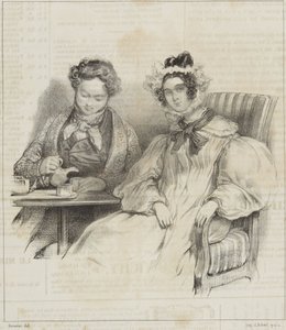 „Spazierkostüme“ aus der Serie „Revue Fashionable“ von Paul Gavarni