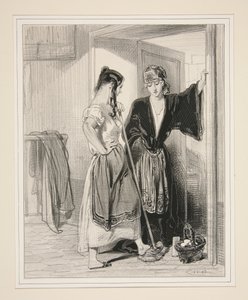 Und zu sagen, dass wir fünftausend Francs Miete hatten, eine orangefarbene Kutsche und eine Loge bei den Bouffes und alles!... von Paul Gavarni