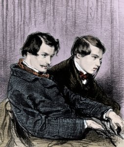 Gebrüder Goncourt - Edmond de Goncourt (1822-1886) und Jules de Goncourt (1830-1870) in einer Theaterloge
