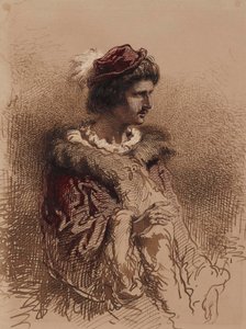Halbfigur eines Mannes in Kostüm des 16. Jahrhunderts von Paul Gavarni