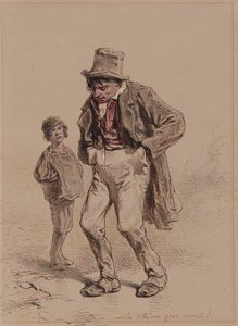 Betrunkener Mann und Junge von Paul Gavarni